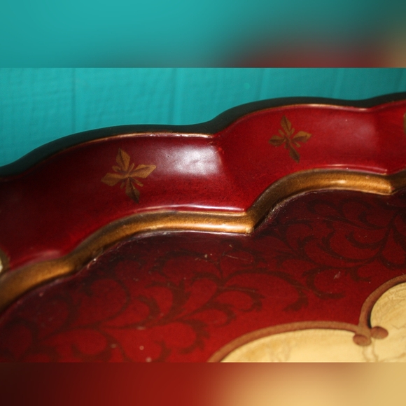 19th Century Scalloped Paper Mache Hand Painted Tray Bamboo Tea Table - Picture 16 of 16